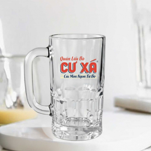 Ly thủy tinh có quai in theo yêu cầu làm quà tặng dung tích 320ml