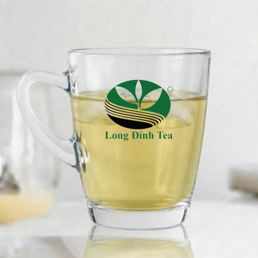 Ly quai thủy tinh uống trà in logo và nội dung theo yêu cầu dung tích 315ml